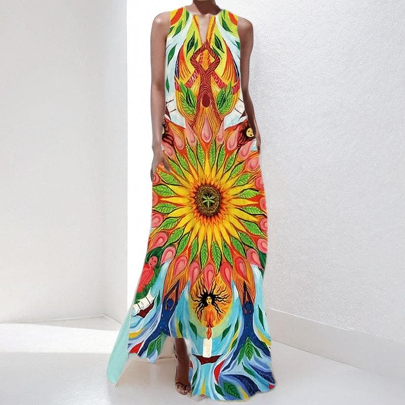 Summer Women's Temperament Elegant Fashionable Sexy Printed Vacation Style Dress for Women 3XL