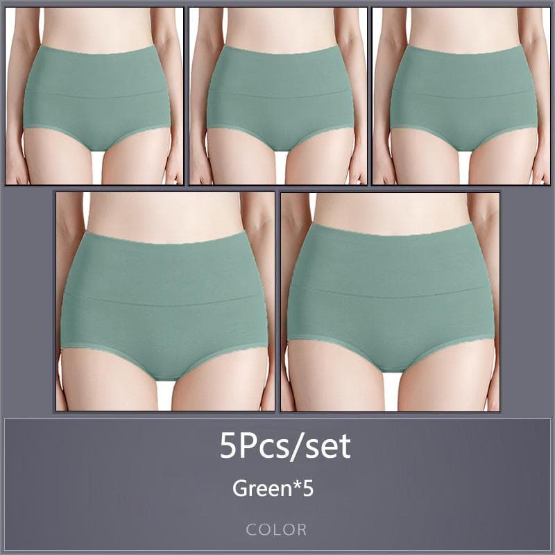 5PCS/Set Women's High Waist Cotton Panties Briefs Soft Breathable Comfy Underwear Plus Size M-XXXXL XXL&5pcs