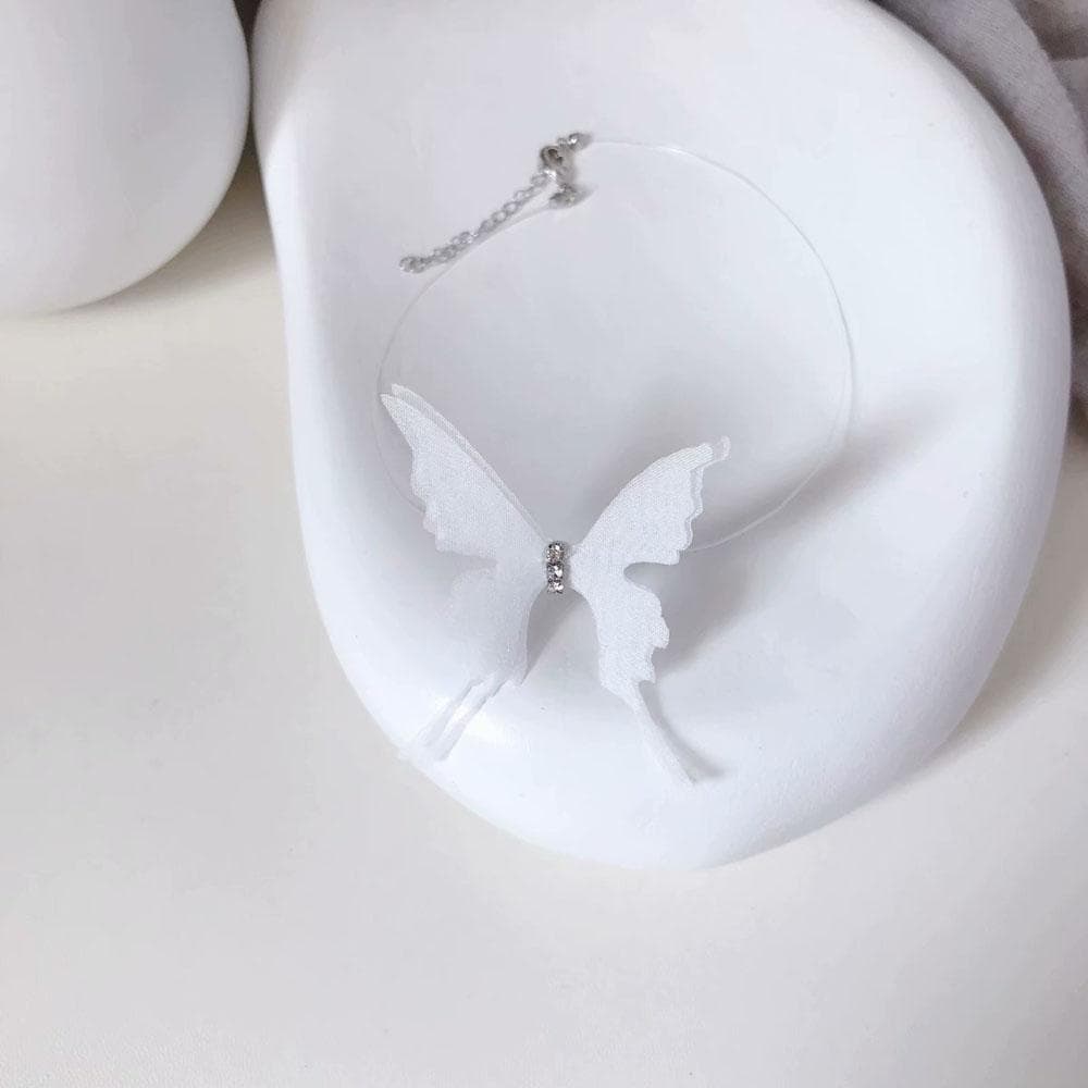 Sexy Black Lace Butterfly Chokers Necklaces For Women Summer Fashion White Transparent Chocker Club Party Jewelry New white