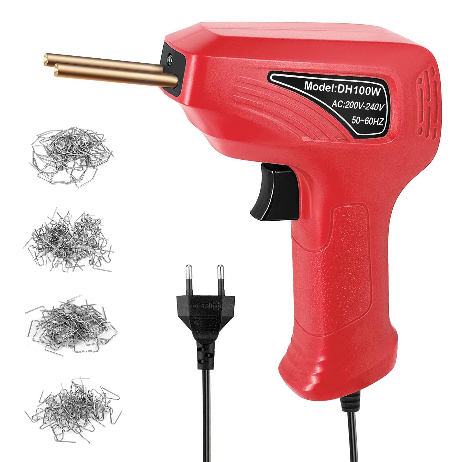Portable Handheld Plastics Welding Machine Panel Crack Repairs Kit Thermal Cutting Hot Stapler EU Plug red