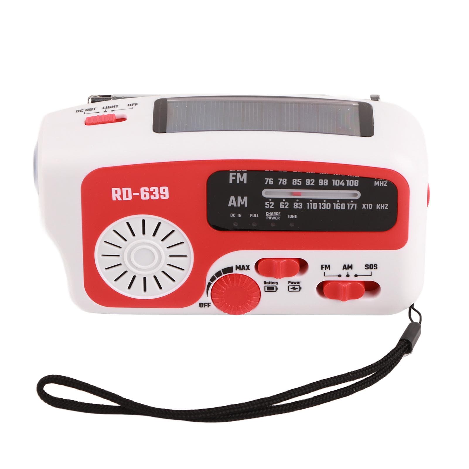 RD639 Solar Radio Emergency Cell Phone Charger Hand Crank AM FM Radio with LED Flashlight