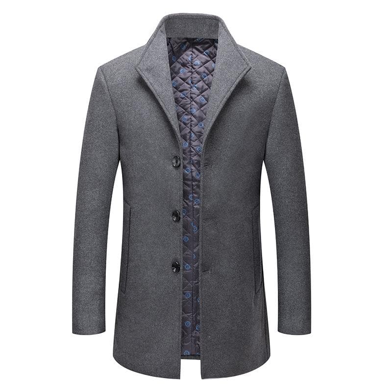 Autumn and Winter New Mid-length Woolen Coat Men's Fashion Plus Cotton No-ironing Wool Coat Coat with Lapel Woolen Man 4XL