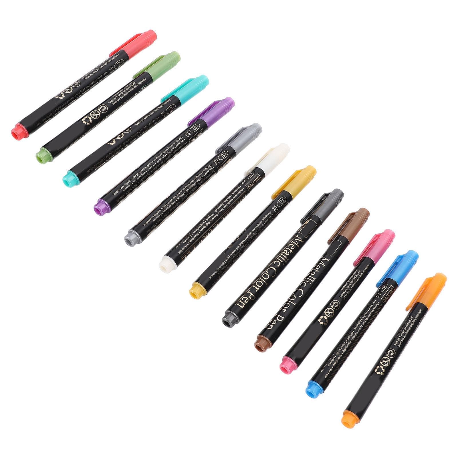 12 Color Drawing Pen Set Hard Tips Colorful Metallic Markers for Art Painting Greeting Card Craft