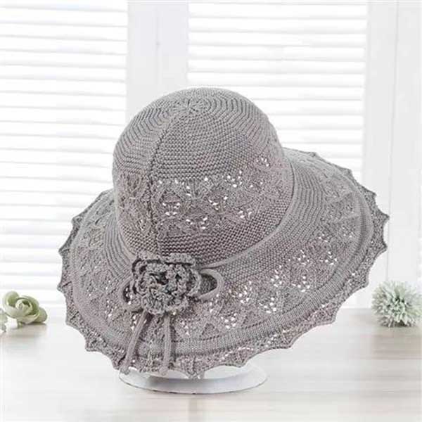 Sun Hat Women's Spring and Summer Thin Foldable UV Protection Sun Hat Straw Hat one size grey