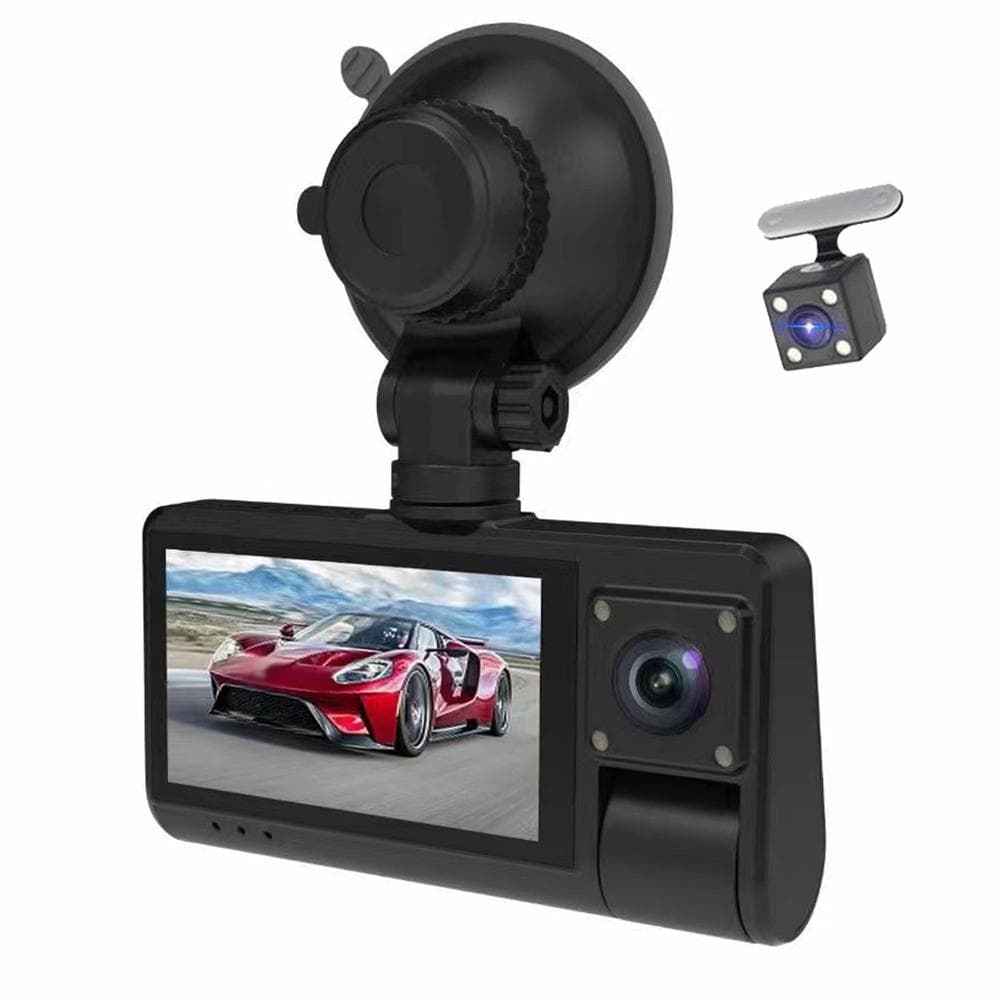 3 Cameras Dash Cam Touched Screen Clear Car Rearview Mirror Car Video Recording Camcorder Wide black