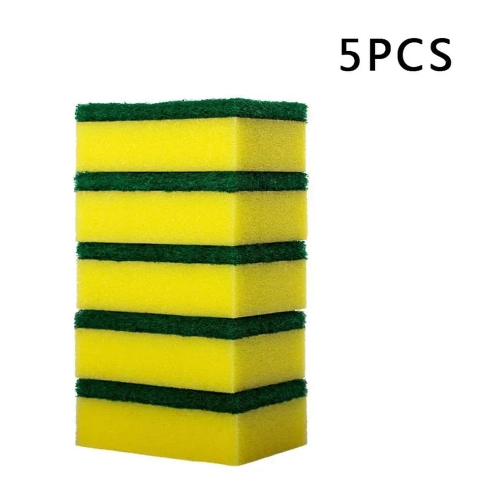 5Pcs Double-sided Cleaning Dishwashing Sponge Household Scouring Pad Kitchen Wipe Dish Cleaning Brush Sponges