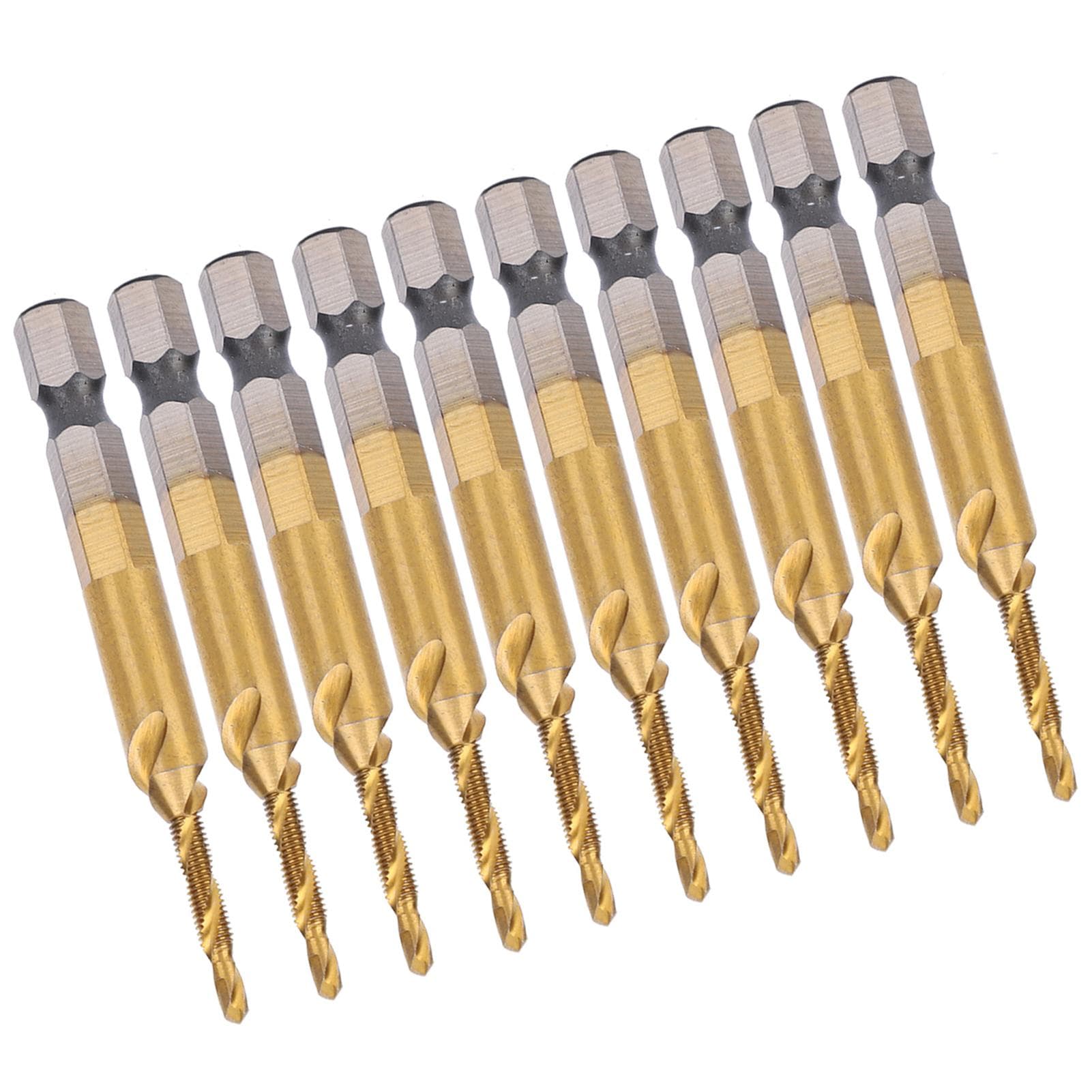 10Pcs Hex Shank Screw Tap M3?Drill 2.5 Coated Composite Spiral Flute Tap Accessory