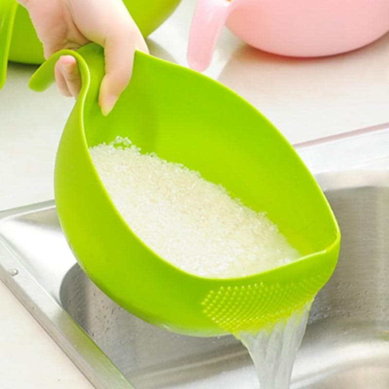 Food Grade Plastic Rice Beans Peas Washing Filter Strainer Green Pink Color Basket Sieve Drainer Cleaning Gadget green