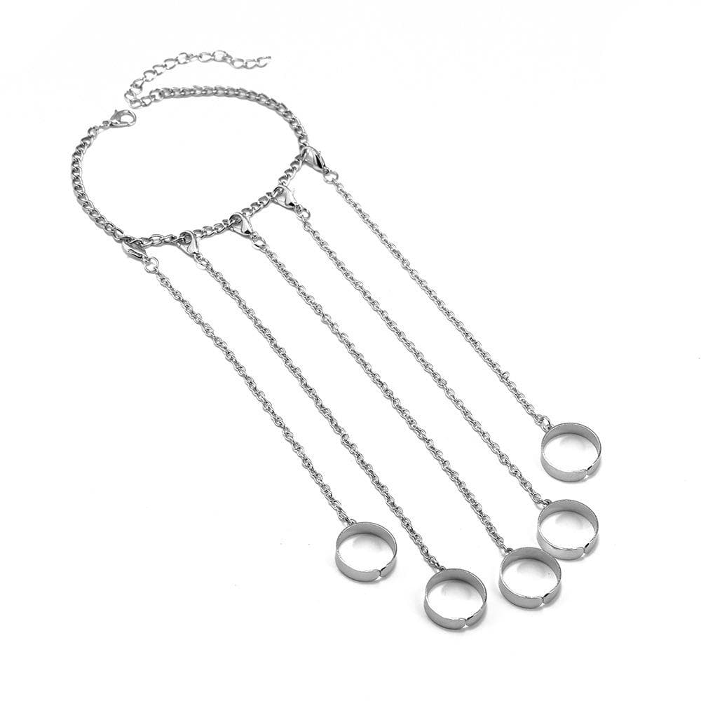 Trendy European & American Punk Disco Chain Ring - Creative Open One-Piece Index Finger Design silver