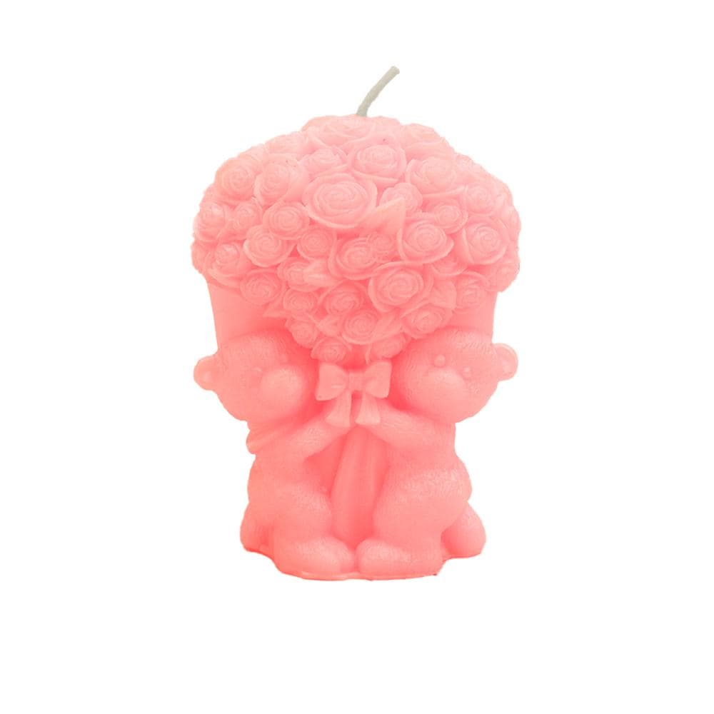 Bear Scented Candle, Rose Bear Shaped Candles Handmade Soy Wax Aromatherapy Candles Cute Decorative red