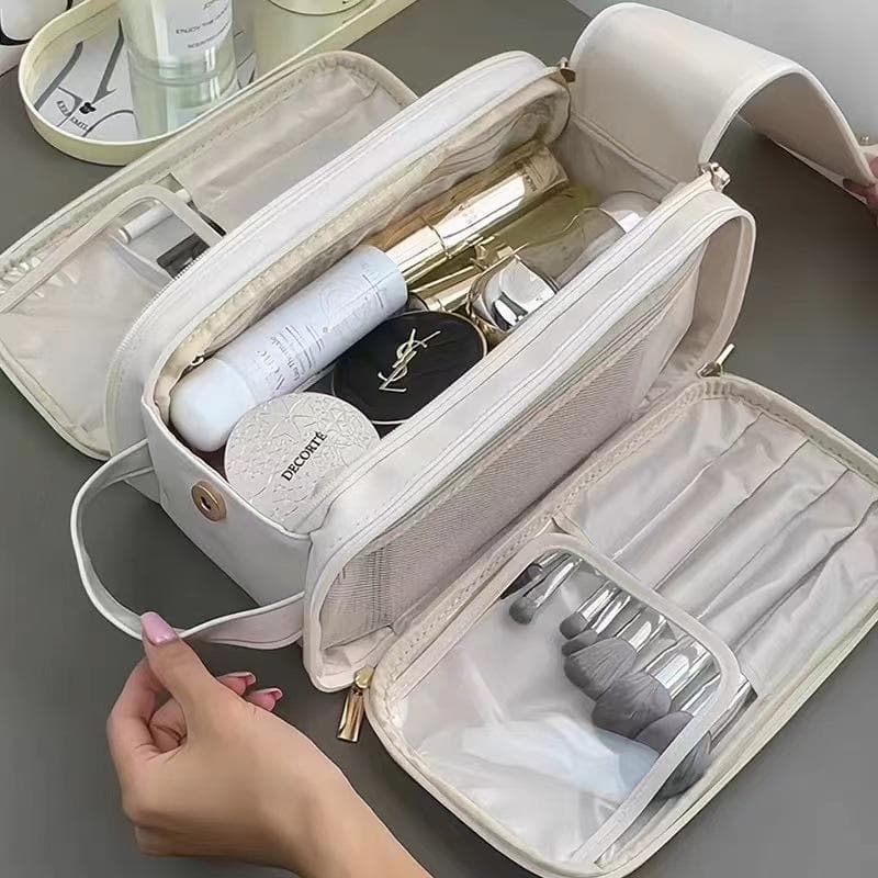 Makeup Bag Women's Portable Anti-makeup Brush Toiletries Storage Bag white