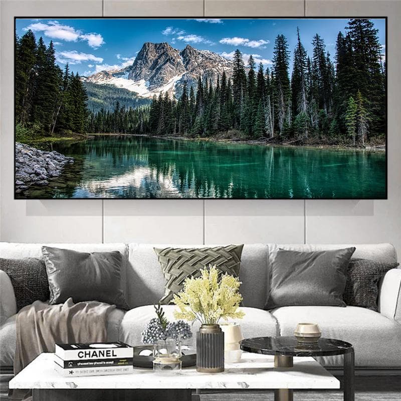 Landscape Lake Forest Stone Mountain Scenery Nature Canvas Painting Posters And Prints For Living Room Wall Home Decor No Frame 60*150cm