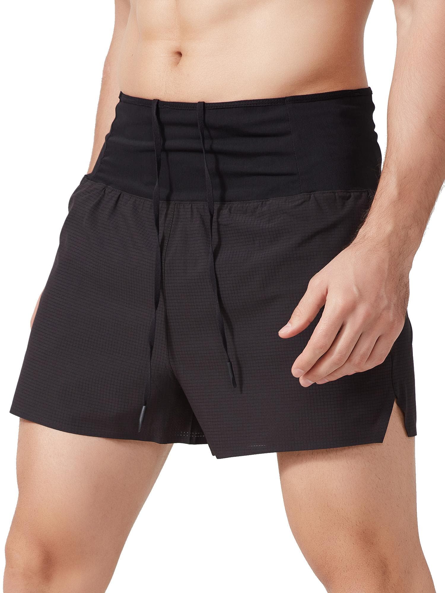 Men Sports Shorts with Liner Zipper Pocket Waistband Quick Dry Running Cycling Fitness Shorts M black