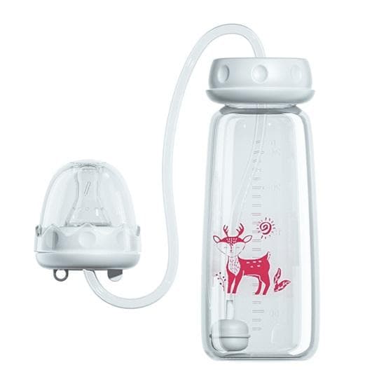 Hands-Free Baby Bottle Food-Grade PP Anti-Colic Baby Bottle Soft Nipple Non-Slip Base 240ml Adjustable Angle Feeding Bottle for Comfortable Feeding 240ml pink