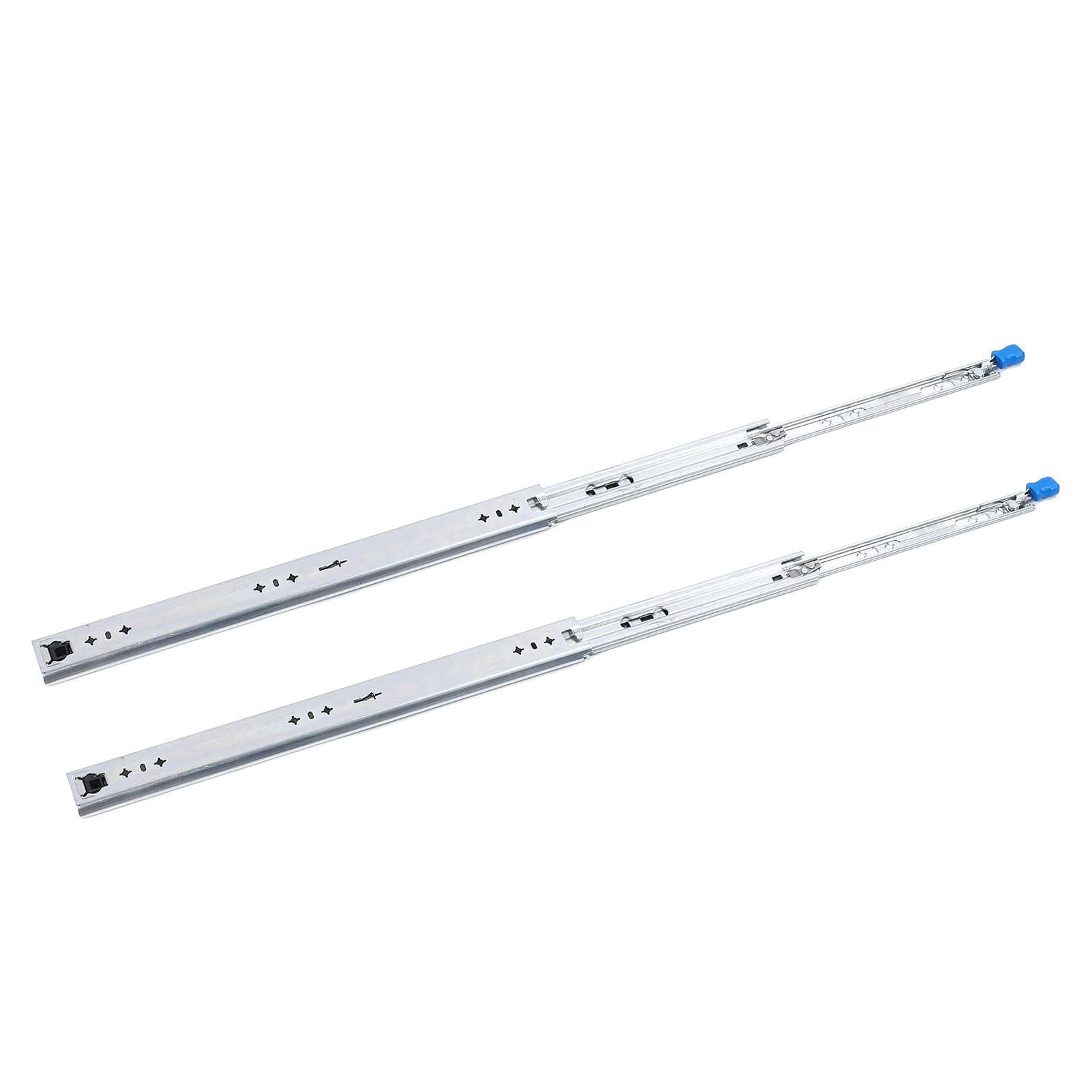 1 Pair 18in Self Locking Drawer Slides 53mm Width 3 Sections Heavy Duty Drawer Rails for Shelves