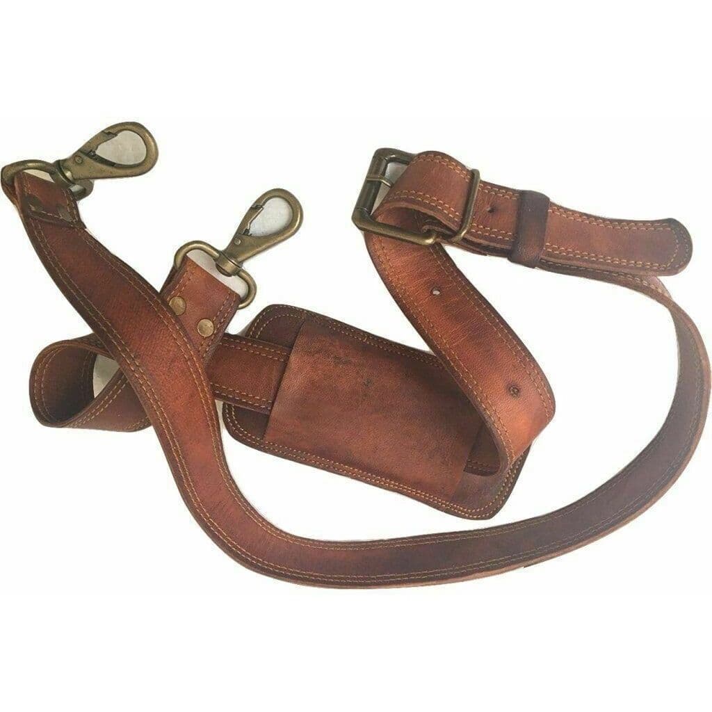 Handmade Vintage Leather Shoulder Replacement strap for messenger Briefcase bag brown