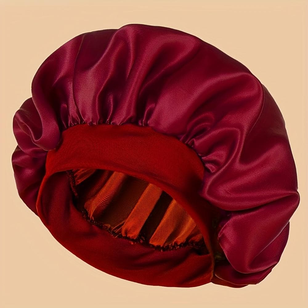 Satin Bonnet Hair Bonnet For Sleeping Silk Bonnets For Women With Elastic Soft Band For Hair Care wine red