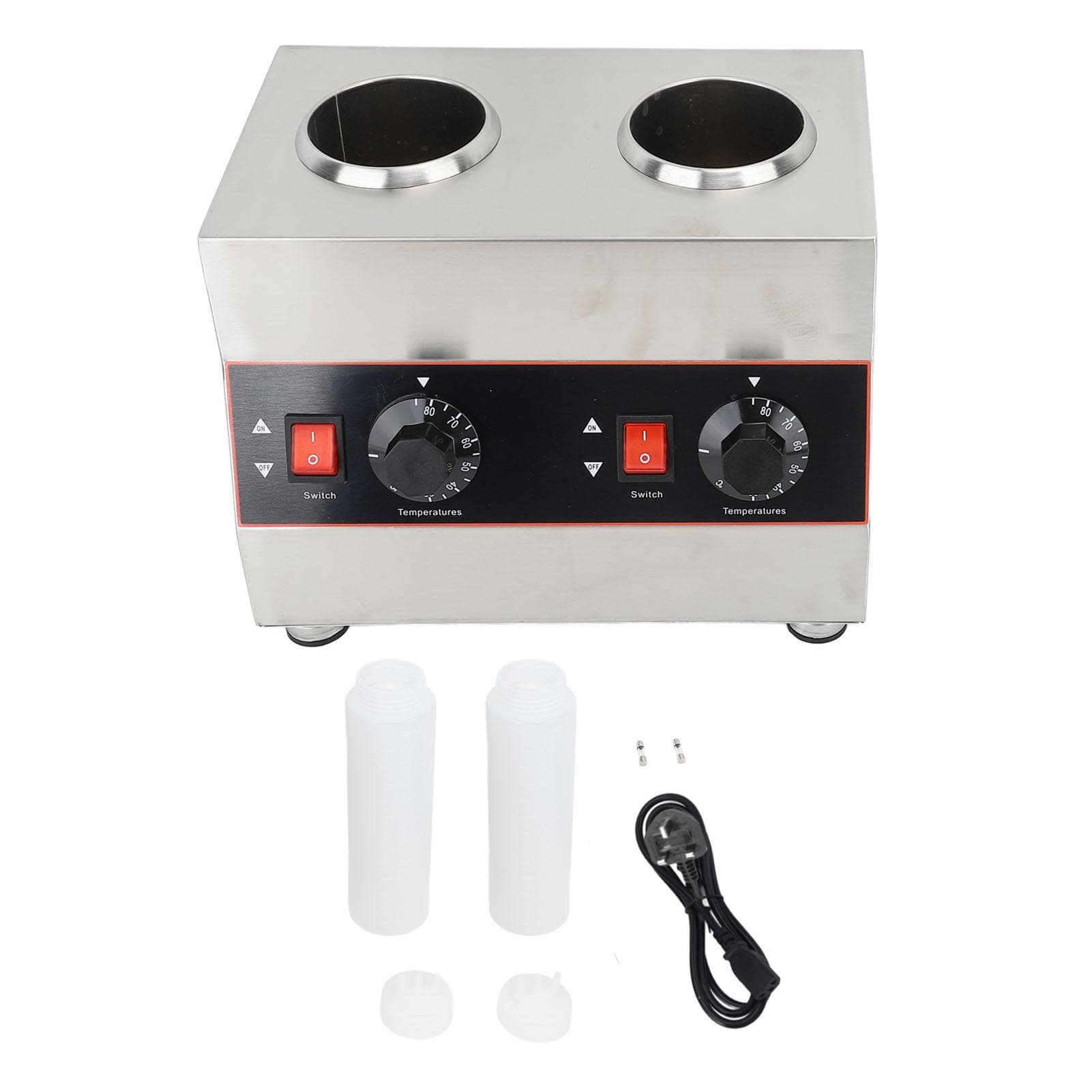 1300ml Commercial Sauce Warmer Cheese Dispenser Hot Fudge Warmer 30?85 degrees C Temp Adjustable Double L