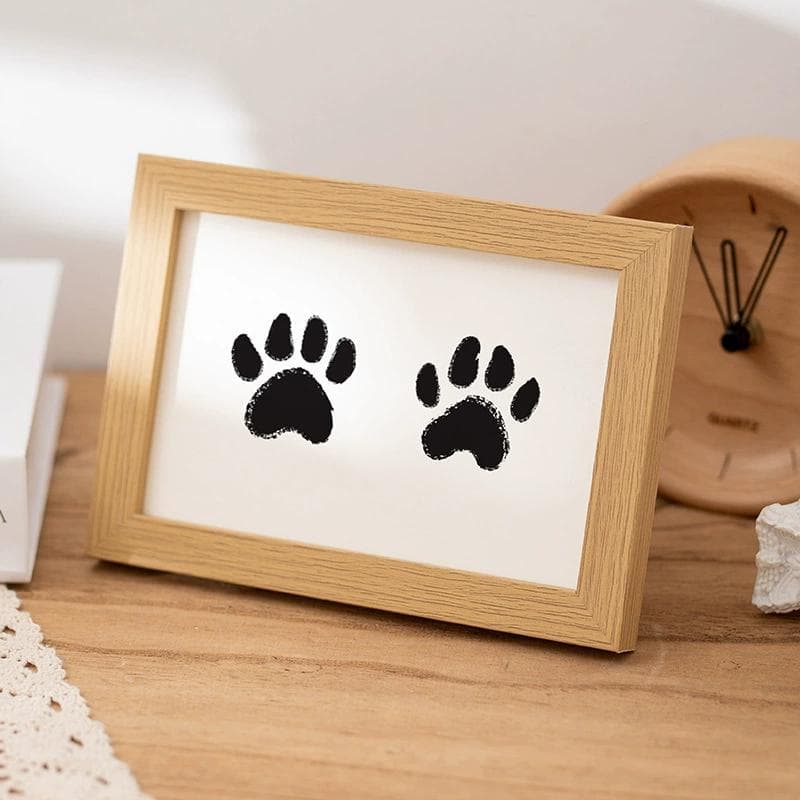 Creative Wooden Baby Handprint Footprint Pet Cat Dog Paw Print Memorial Photo Frame Diy Picture Frame Baby Imprint Mud Newborn Souvenir Gift yellow