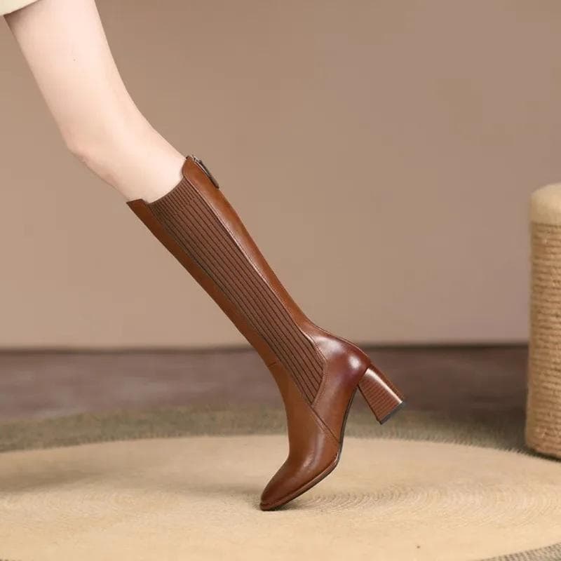 Fashion Knee Thigh High Sock Boots Women Winter Sexy Boot New Women's Long Shoes for Women Elegant Autumn High Boots  Elastic Hot 38 brown