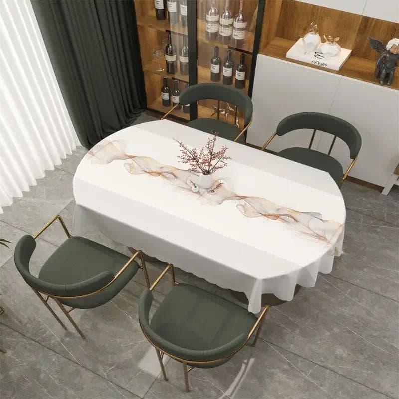 Oval Dining Table Cover Waterproof Oil Resistant Wash Free Scald Resistant PVC Cover Cloth NEW Household Foldable Table Cloth 100x160cm