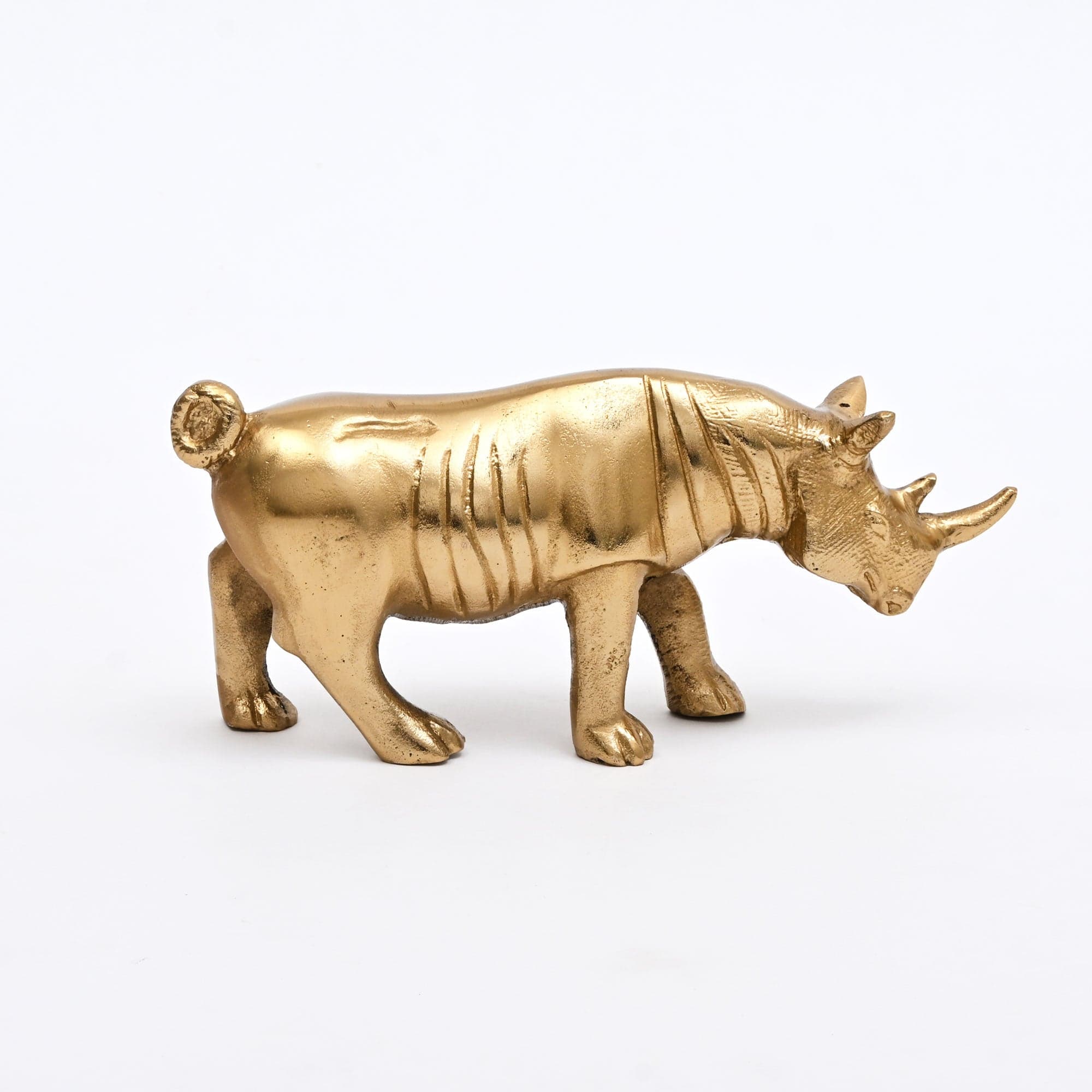 Luxury Gold Rhinoceros Figurine Handcrafted Aluminum Home Décor 26.035x6.985x12.065 gold
