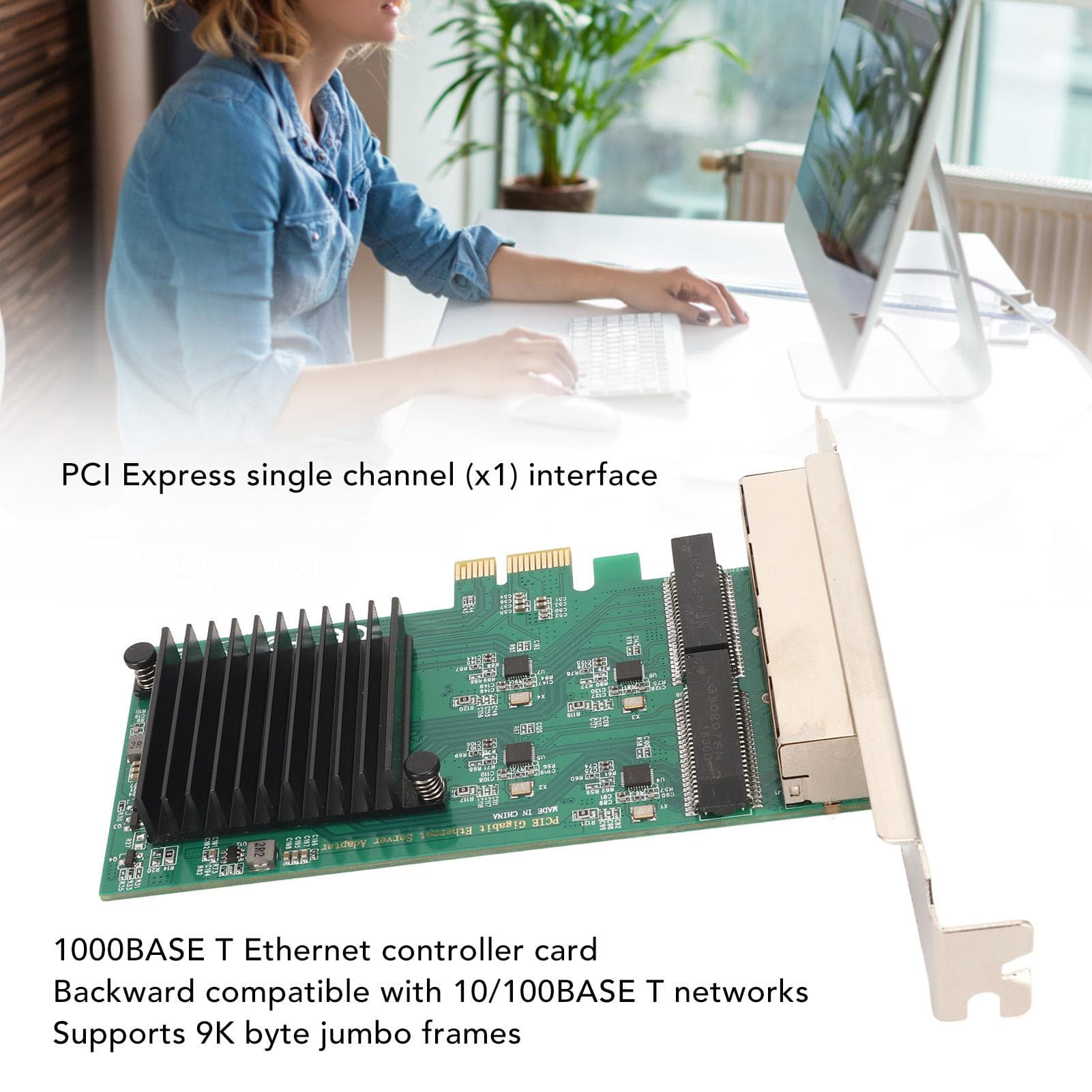 4 Port Gigabit Ethernet Card 101001000Mbps 4 RJ45 Ports Remote Wakeup Plug and Play Gigabit 4