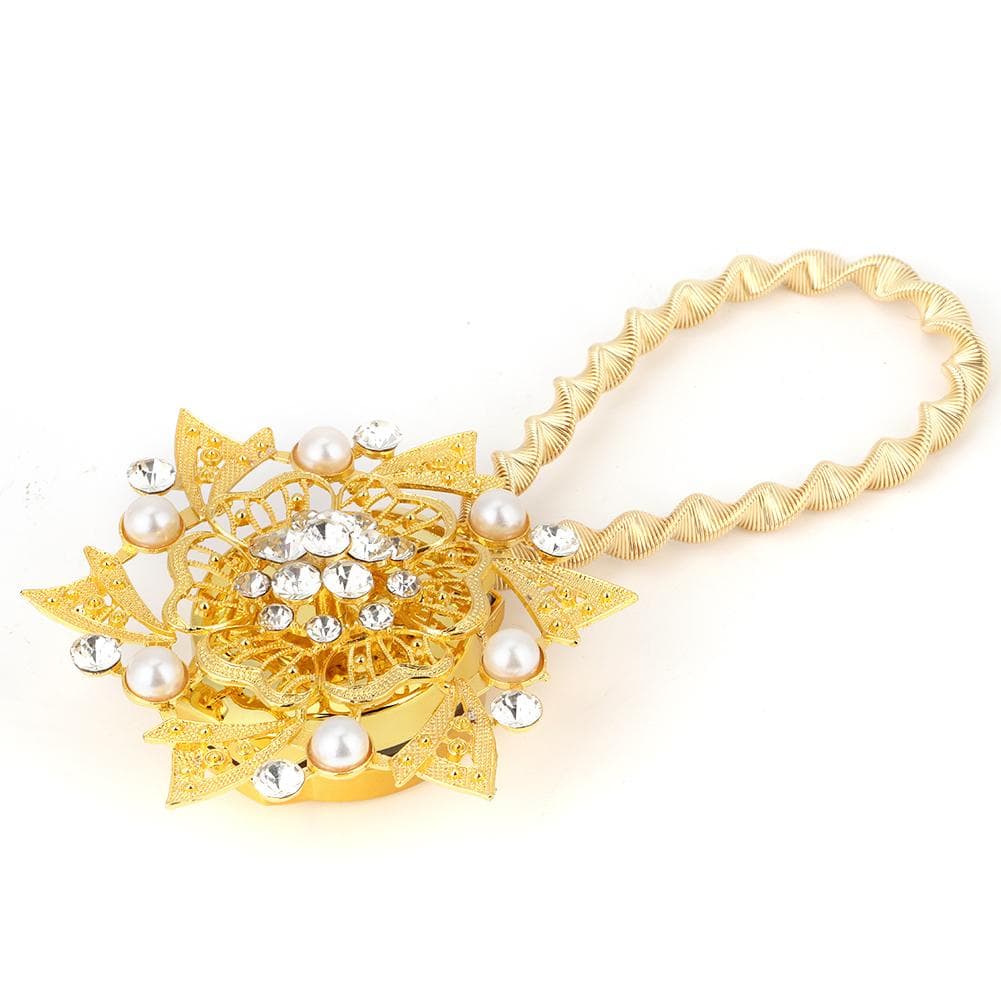 Beautiful Spring Magnetic Curtain Tiebacks Rhinestone Curtain Buckle Clips Window DecorationGold gold