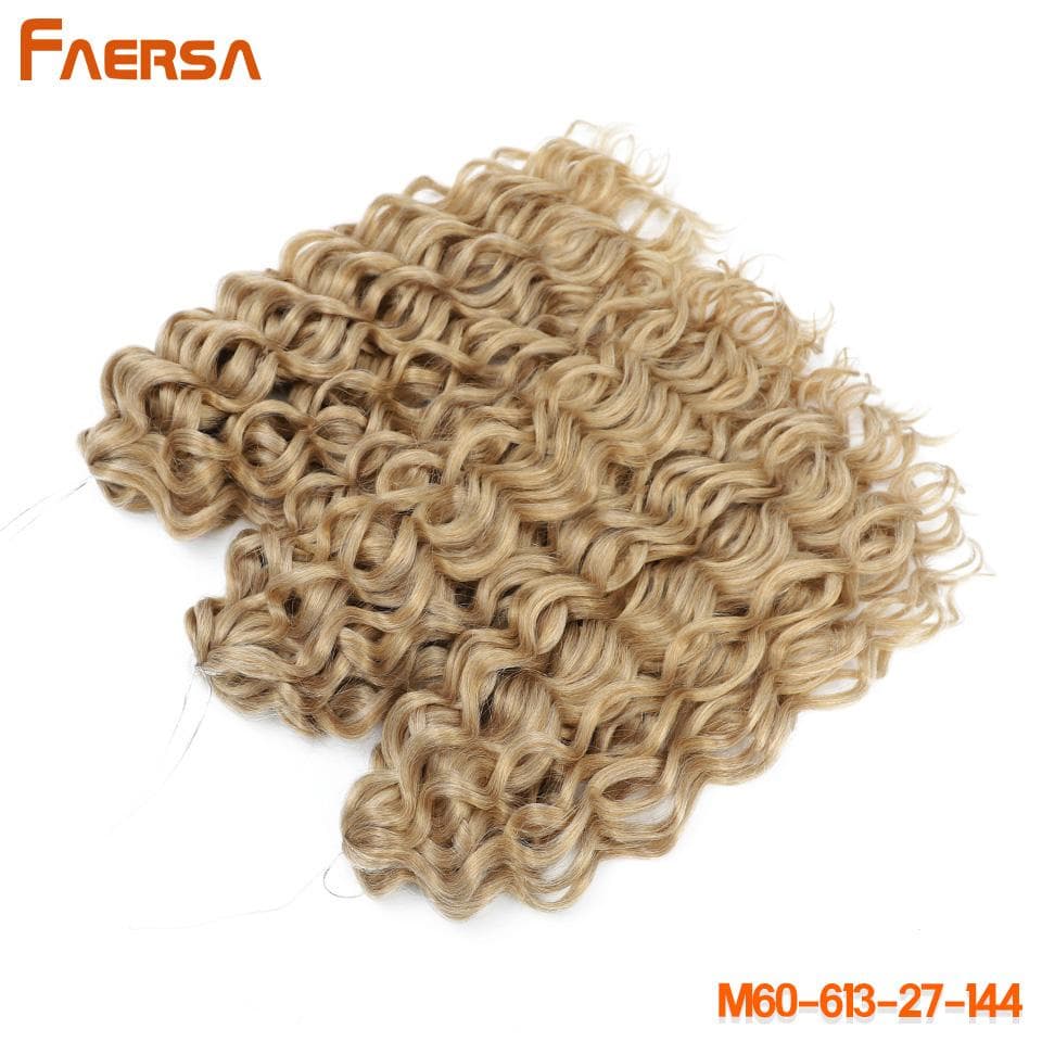 Ocean Wave Crochet Hair Deep Wave Hawaii Curl Crochet Braids Synthetic Braiding Hair Extensions Ombre Blonde 18Inch African Curls 18inch