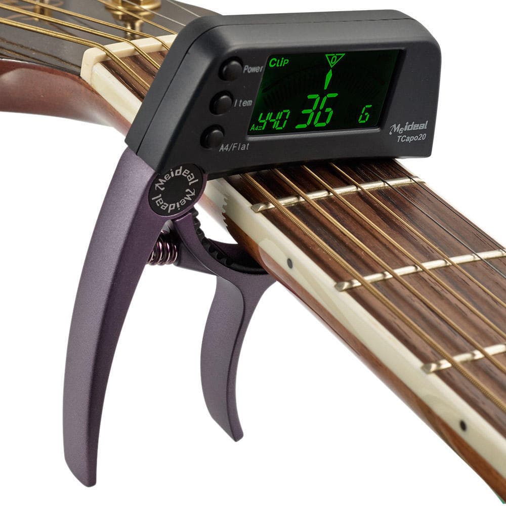 TCapo20 Multifunctional Aluminum Alloy 2-in-1 Guitar Capo Tuner with LCD Screen for Normal Acoustic coffee