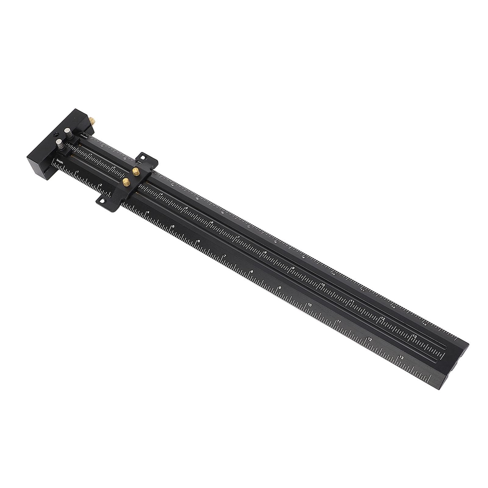 Woodworking Compass Tool 14inch Metal Aluminium Alloy Double Line Marking Ruler Adjustable T Type black