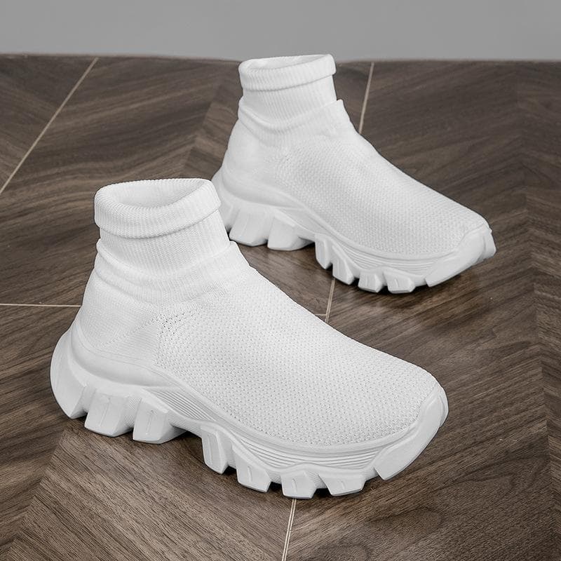 Fashion Fashion Knit Men Casual Sneakers Comfortable Socks Walking Shoes Couple Comfortable Outdoor Wear-resistant Trainer Running Shoes 39 white