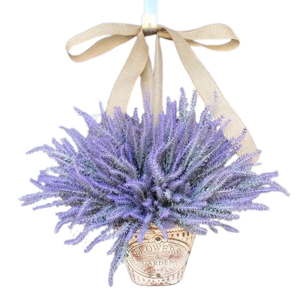Artificial Hanging Flowers in Basket for Front Door Hanging Lavender Wreath Basket Outdoor Indoor