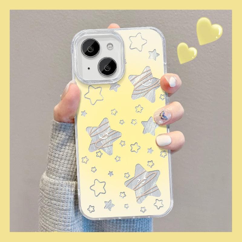 Applicable To Apple 15 Mobile Phone Case Summer Iphone14promax Shaved Star Invisible Bracket 13 Feather Yarn 12 Advanced iPhone SE (2nd Generation)