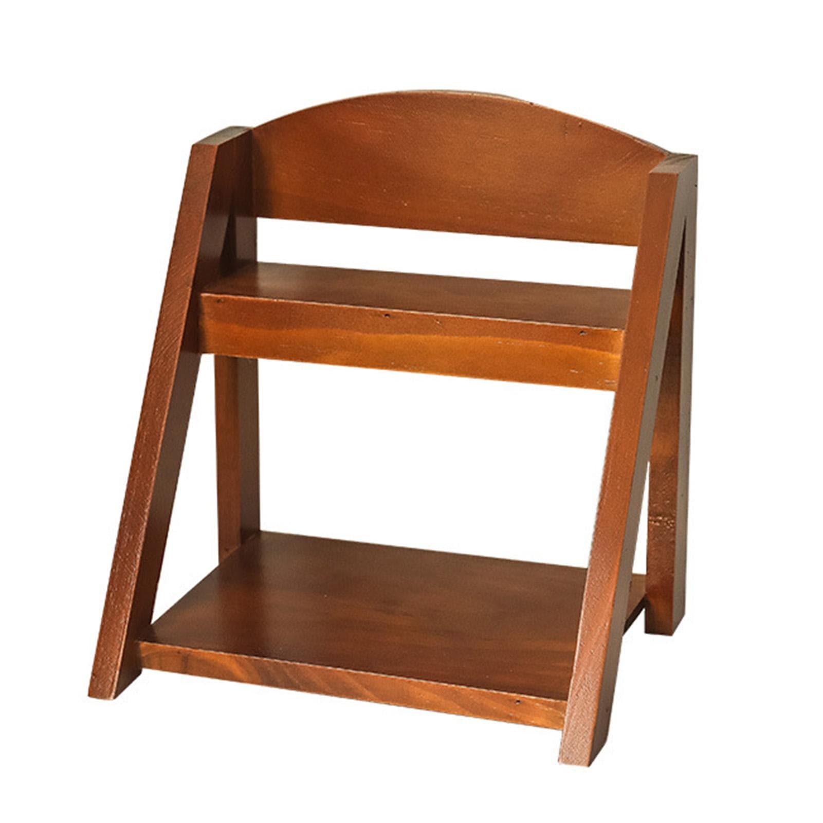 Desktop Organizer Retro Aesthetic Office Storage Rack Home Decor Wood Display Shelf 2 Layer for