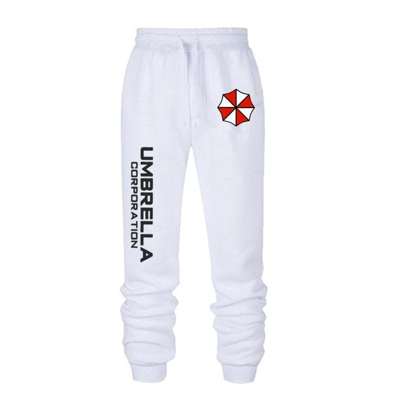 Men Fashion Resident Evil Print Long Trousers Umbrella Spring Autumn Fleece Sweatpants Unisex Long Pants Casual Sports Trousers 2XL white