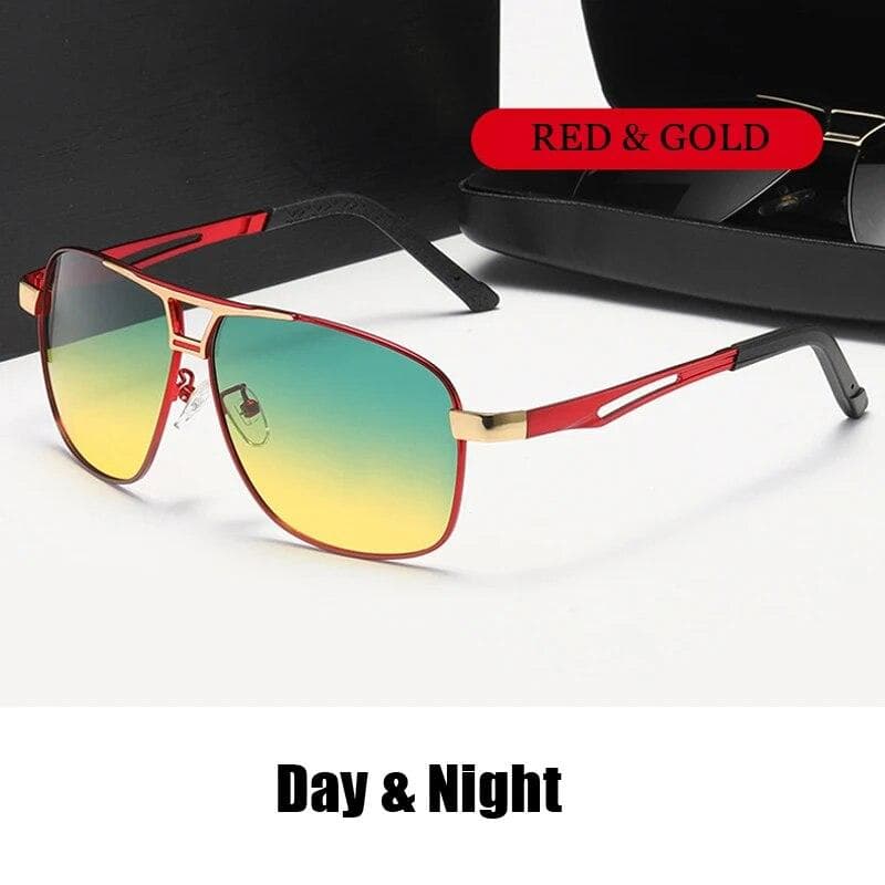 2 In 1 Photochromic Night Vision Polarized Sunglasses Outdoor Chameleon Day And Night UV400 Lens Men's Driving Sun Glasses AS PICTURE