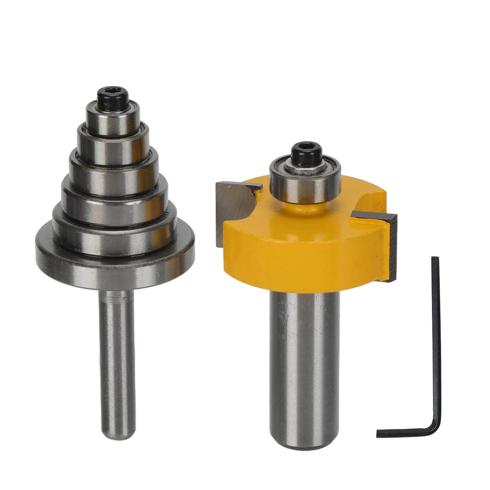 2 Set Rabbet Router Bit Silver Yellow T Type Rabbeting Tenon Milling Cutter 12in Shank
