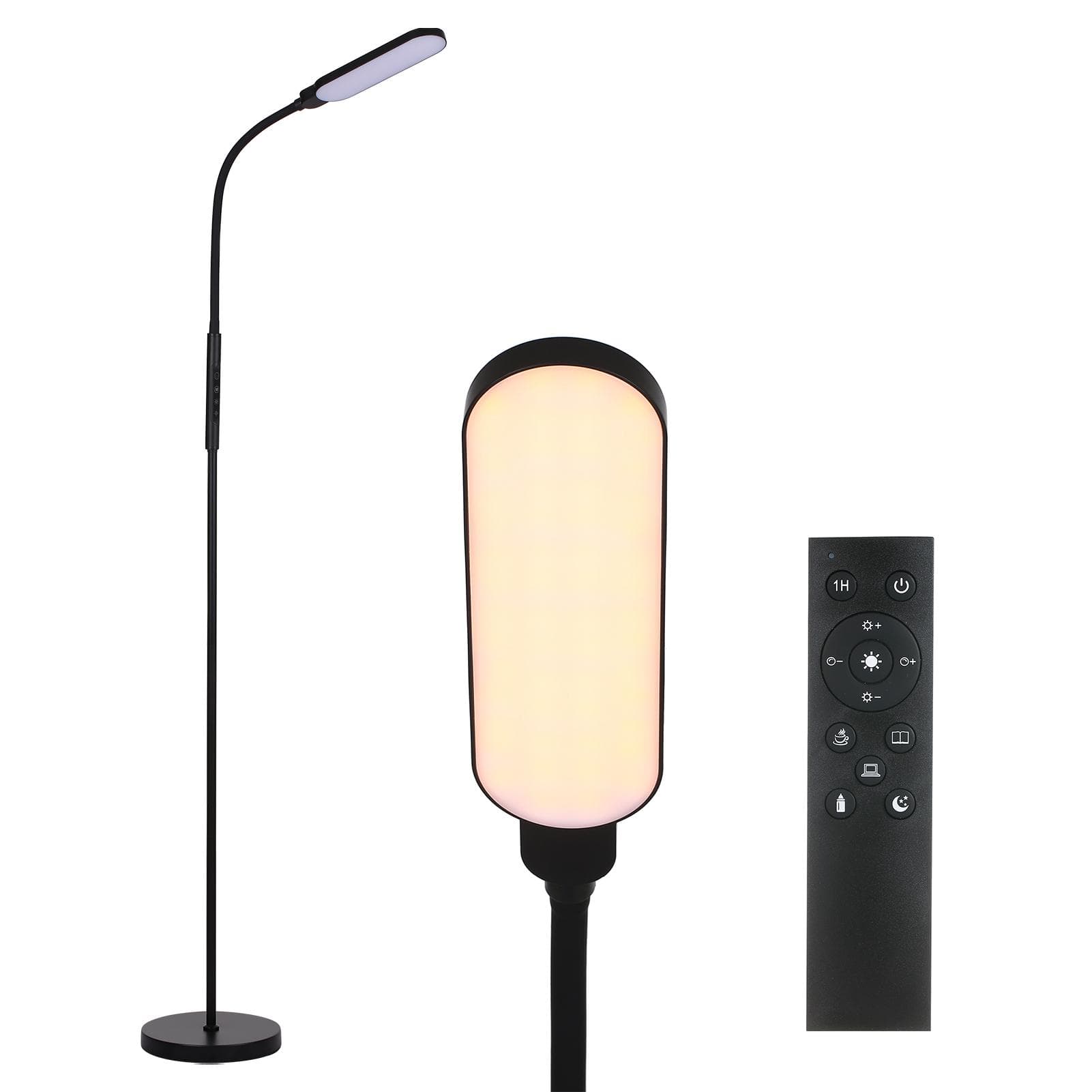 LED Floor Lamp Modern Standing Lights Reading Light 9 Brightness Levels & 5 Light Colors EU Plug black