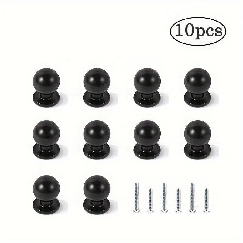 10/20pcs (0.71*0.94 Inch) Kitchen Cabinet Knobs, Dresser Knobs, Solid Knobs, Drawer, Dresser Pulls, Matte Black, with Two Sizes Screws 10-Pack