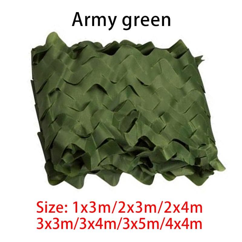 8Colors Outdoor Jungle Sun Shelter Hunting Camping Camo Net Desert Woodland Blinds Car Cover Muti-Size Sun Shelter 4x4m army green