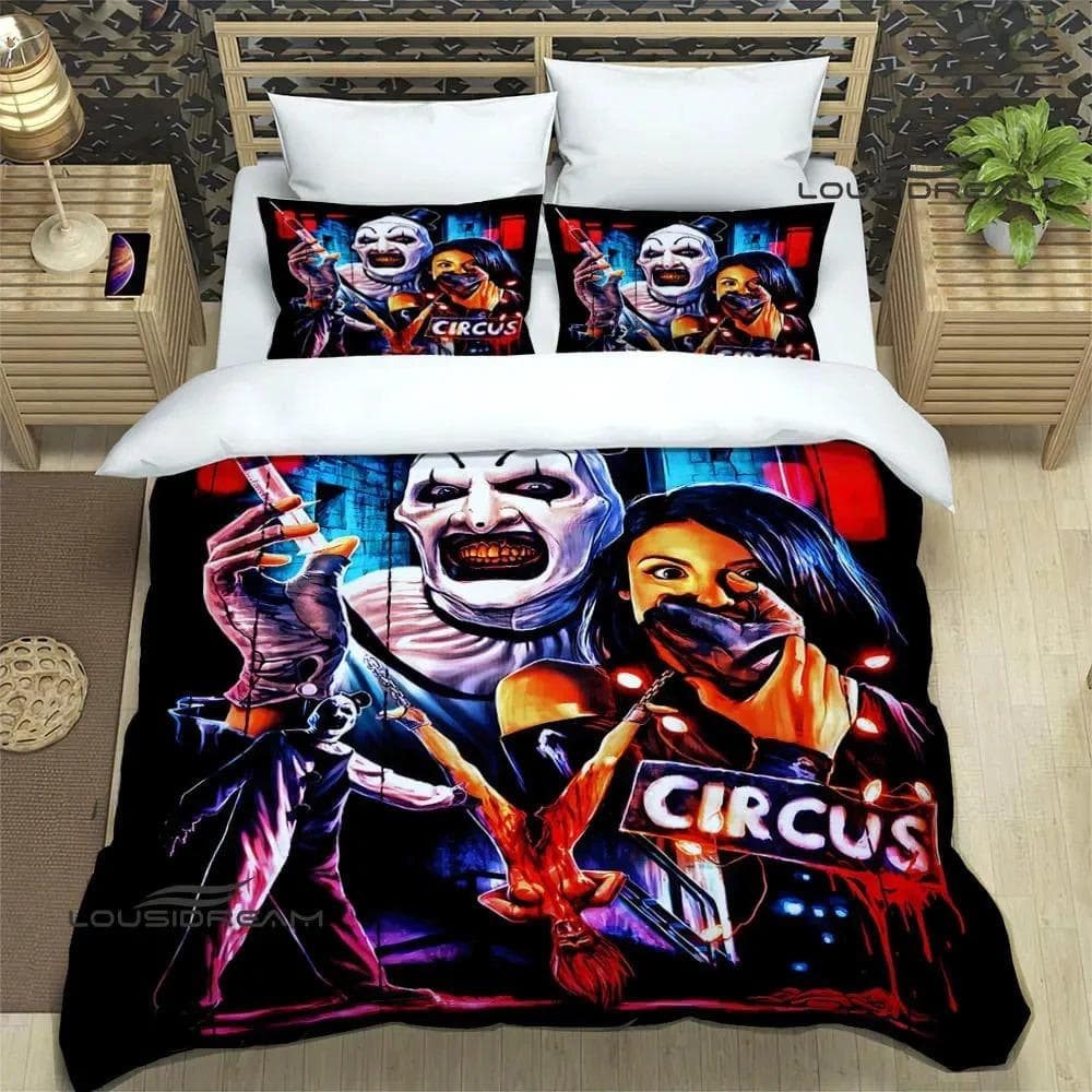 Terrifier horror printed Bedding Sets exquisite bed supplies set duvet cover bed comforter set bedding set luxury birthday gift US Full 200x230cm