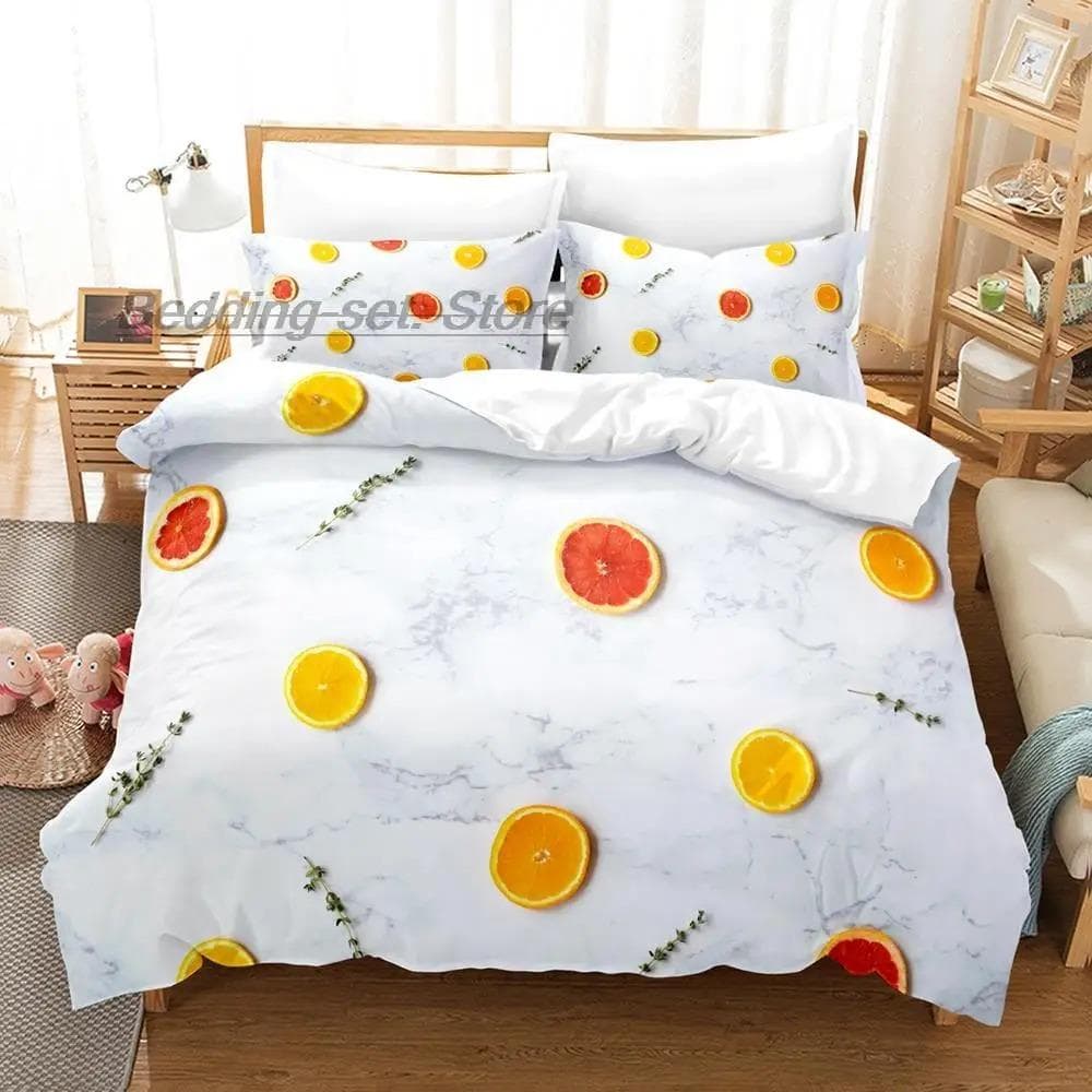 cartoon strawberry vegetables and fruits Bedding Set Single Twin Full Queen King Size Bed Set Teenager Bedroom Duvetcover S 70x133cm 2pcs