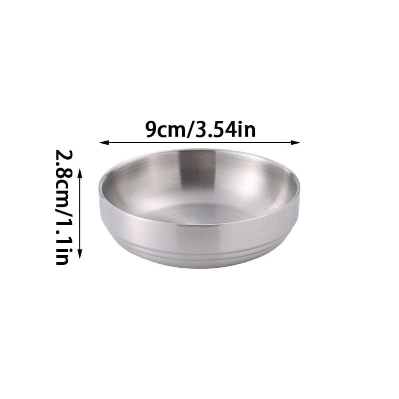 Stainless Steel Bowl Mini Bowls and Plates Butter Dish Cheese Plate Dessert Plate Fruit Bowl 9cm silver