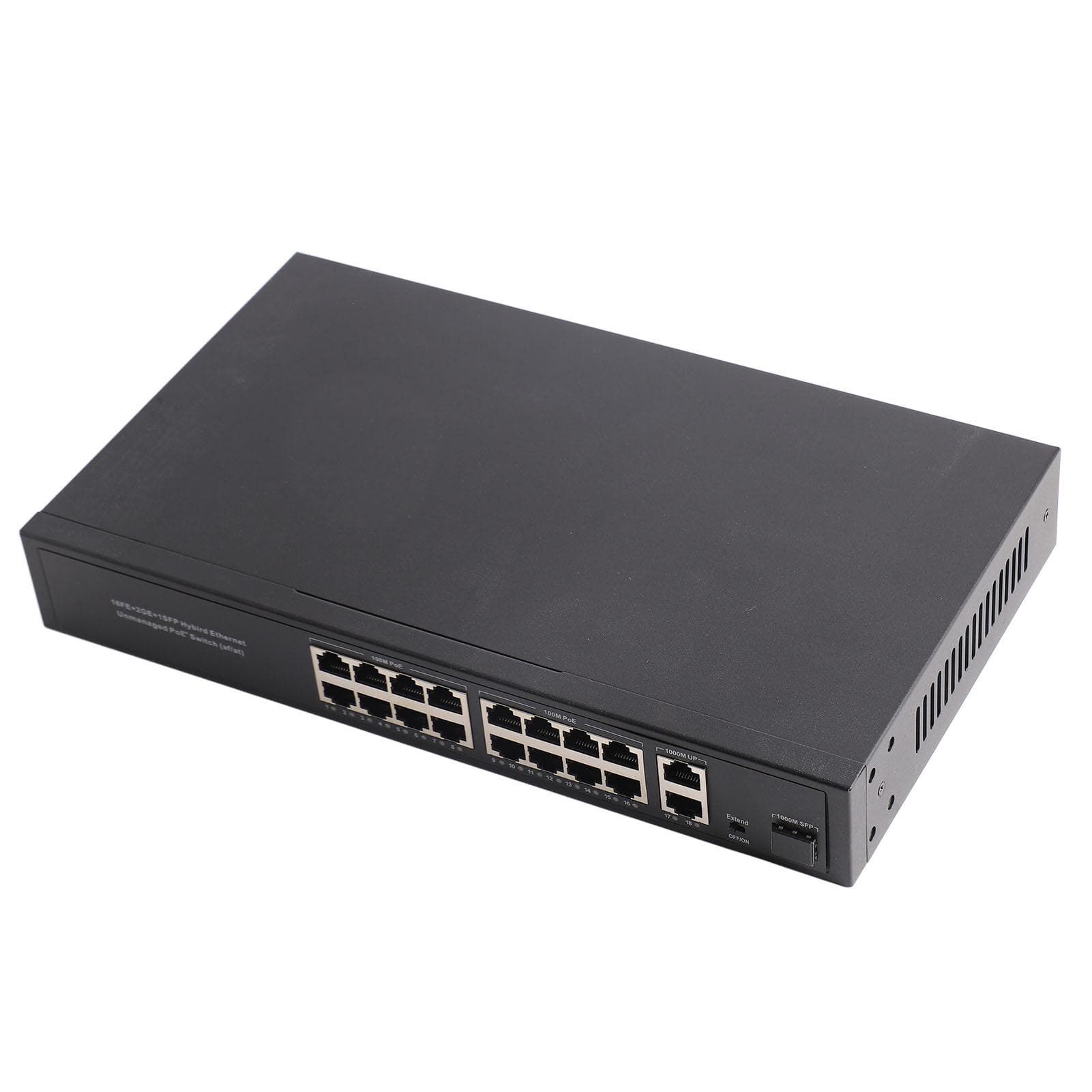 Ethernet Switch 16 Port 10100M Adaptive RJ45 2 Uplink Gigabit for Computer NetworksEU Plug EU Plug