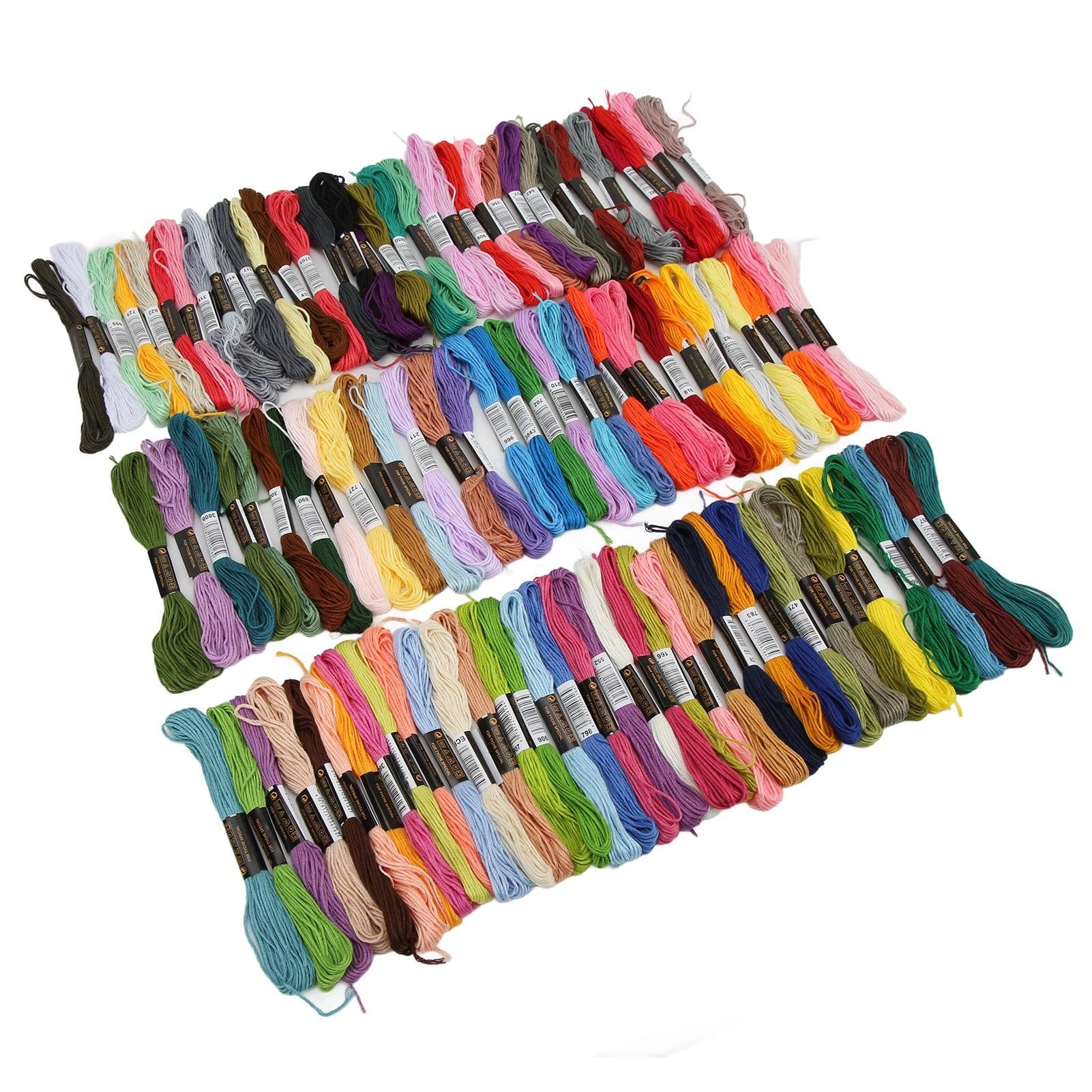 100Pcs Embroidery Thread Glossy Hand Feel 8 Meters Per Skein Bright Rich Colors Wide Application