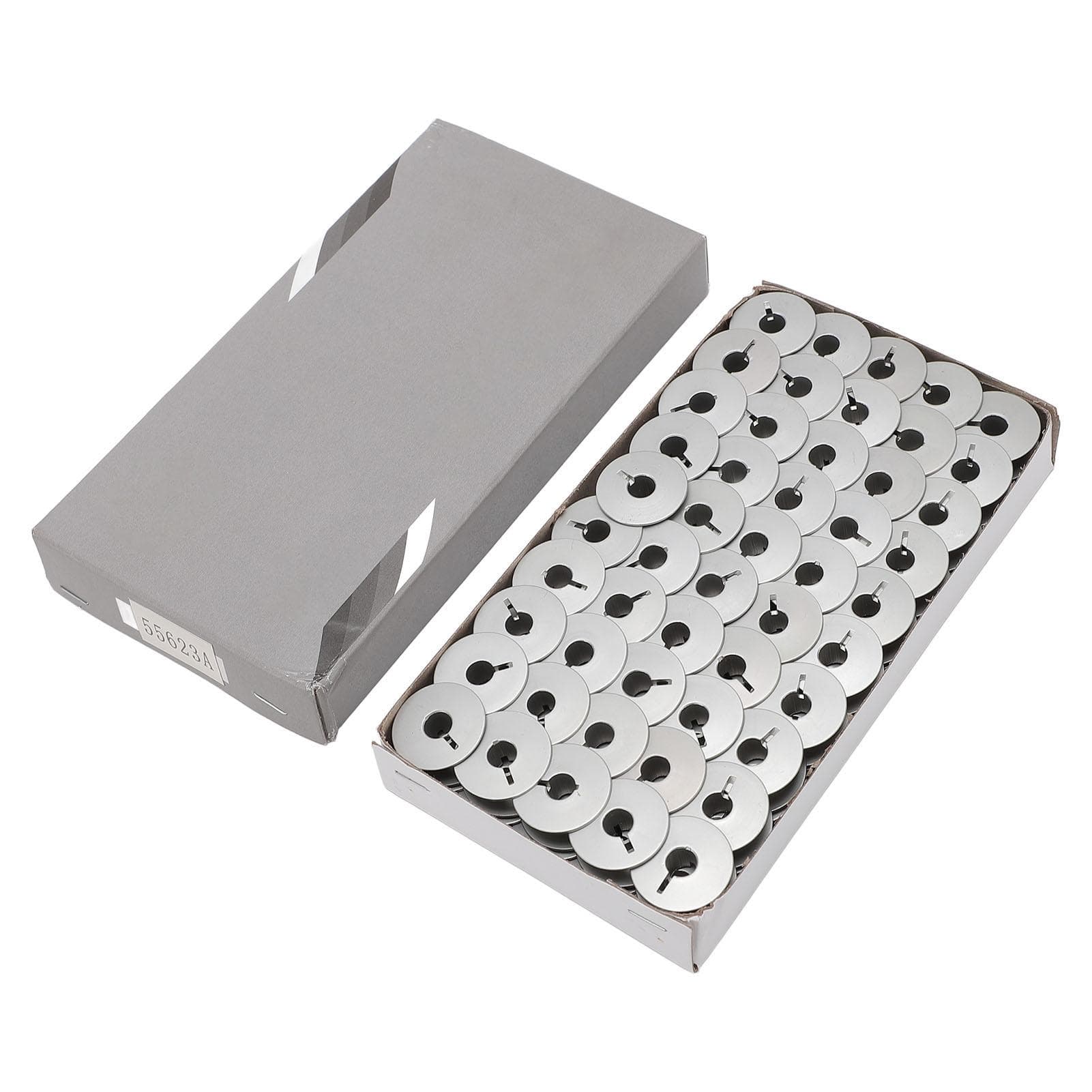 Sewing Bobbins 55623A Oxidized Slotted White Color Aluminum Sewing Machine Bobbins