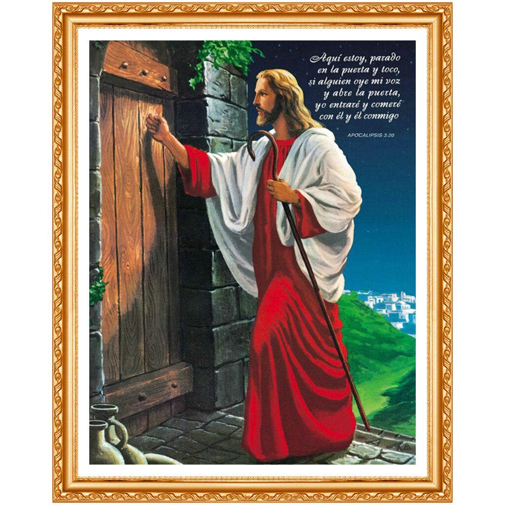 5d Diy Diamond Embroidery Jesus Knocked At The Door Full Round Drill Diamond Painting Cross Stitch 20X30CM