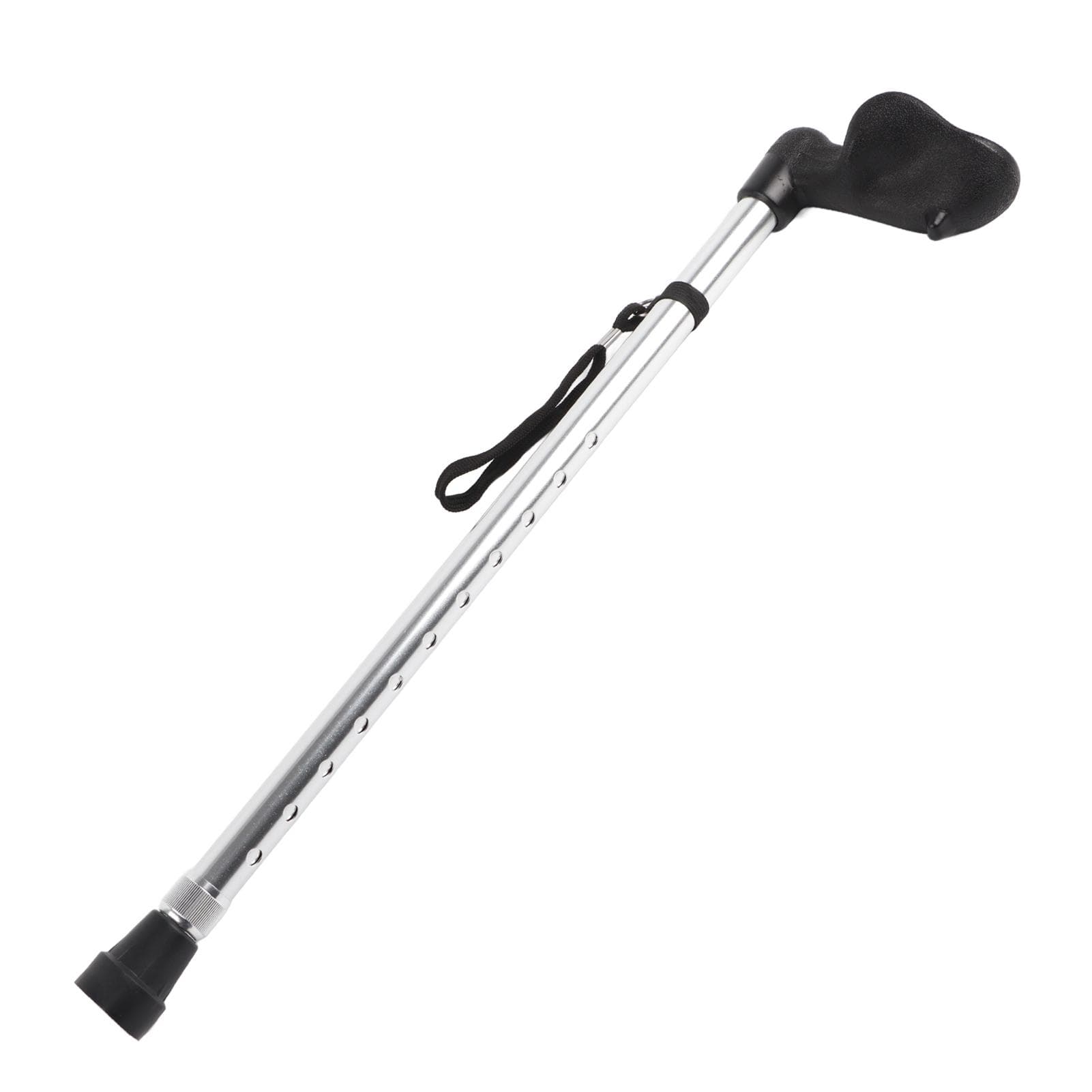 Aluminium Alloy Lightweight Telescopic Adjustable Elderly Walking Stick Anti skid Simple silver