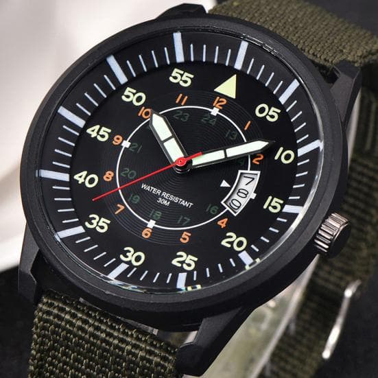 Military Men Stainless Steel Luminous Dial Date Display Luxury Sport Wrist Watch green